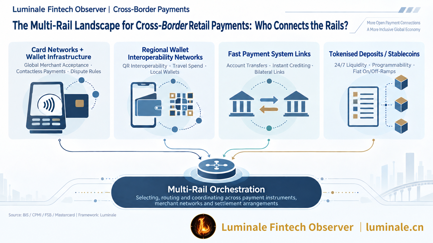 The Multi-Rail Landscape for Cross-Border Retail Payments: Who Connects the Rails? | Luminale based on BIS, CPMI, FSB, and Mastercard